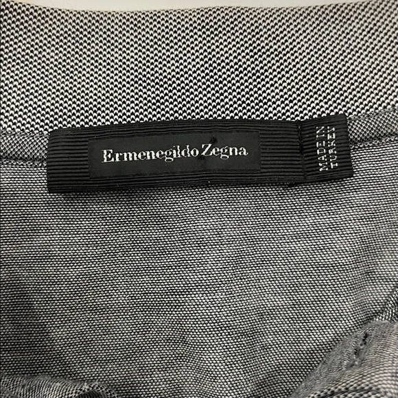 Ermenegildo Zegna Charcoal Polo Shirt with subtle contrast collar &’sleeve band - Picture 6 of 7